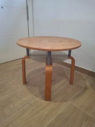 Mesa café madera y cristal 58cm