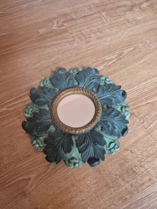 Espejo decorativo hoja verde y dorado