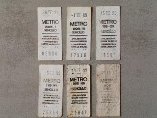 6 Billetes Metro Antiguos 1989
