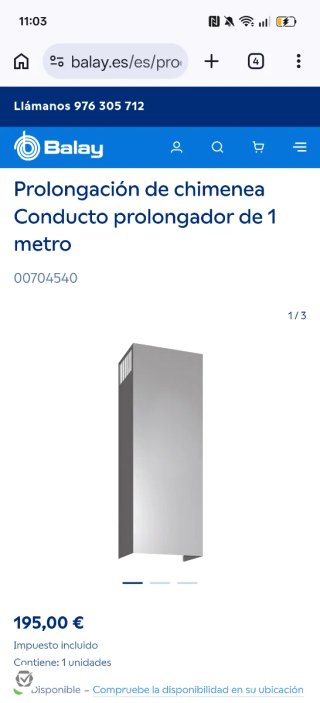 Prolongación chimenea Balay 1 metro