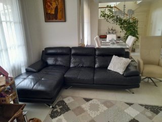 Sofá Rinconero Negro Cuero