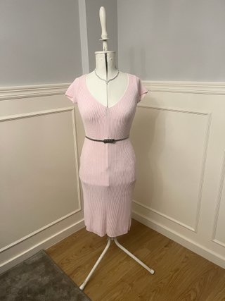 Vestido rosa retro V-neck Pin up Barbie Wiggle S