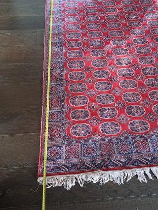 Alfombra estilo Kilim roja y azul