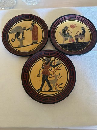 Lotto 3 Piatti Ceramica Decorati