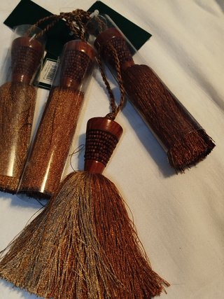 4 Borlas Decorativas Madera y Flecos