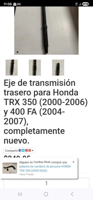 Eje transmisión Honda TRX 350
