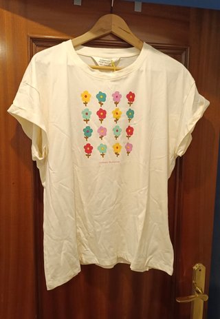 Camiseta Compañía Fantástica flores beige Talla Ún