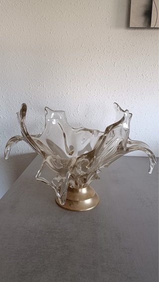 Centro de mesa cristal Murano base dorada