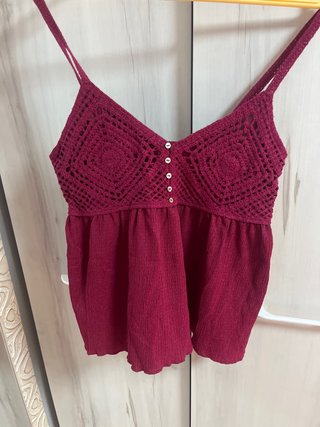 Top Stradivarius Magenta Crochet
