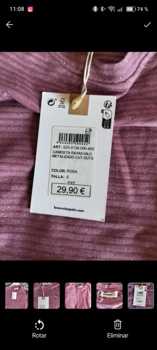 Camiseta Brownie rosa talla S
