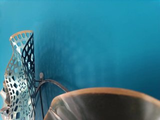 Adorno pared metal dorado y turquesa 92 x 60