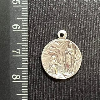 ANTIGUA MEDALLA PLATA ORO VIRGEN DE LOURDES