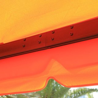 Gazebo De Jardín 4X3 M Con Mosquitera Y Toldos, Gazebo De Exterior Con Doble Techo Con Cubierta De Poliéster Anti UV Y Estructura De Aleación De Aluminio, Naranja