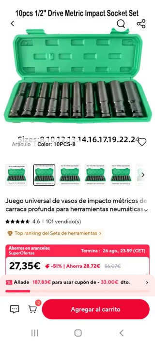 Kit llaves de tubo para pistolas de impacto