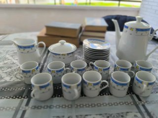 Juego de café porcelana azul y blanco