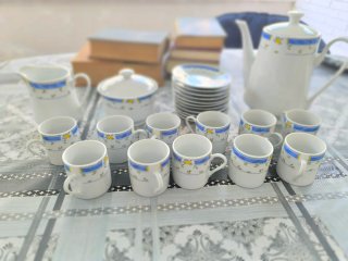 Juego de café porcelana azul y blanco