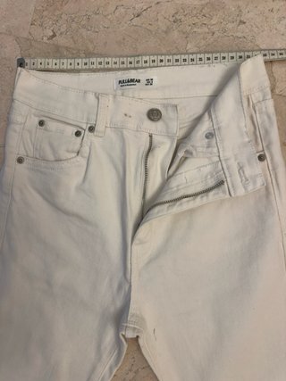 Pantalón vaquero recto Pull&Bear blanco