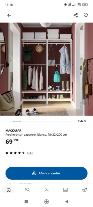 Perchero con zapatero Mackapar de Ikea