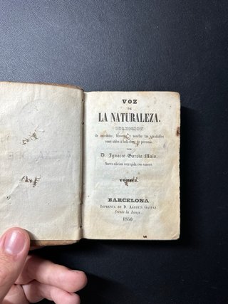 Libro Antiguo "Voz de la Naturaleza" Tomos I y II