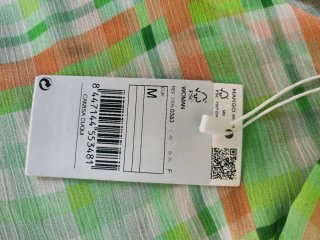 Camisa Mango cuadros verde y naranja Talla M