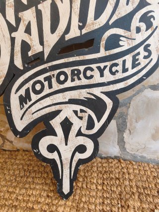 Cartel Harley Davidson Madera Hecho a Mano
