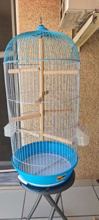 Jaula para pájaros 70cm azul y blanca