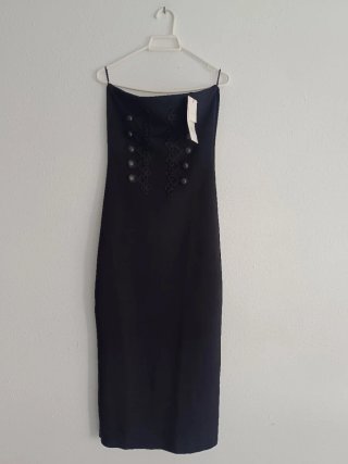 Vestido Zara stretch Alamares Talla S Negro