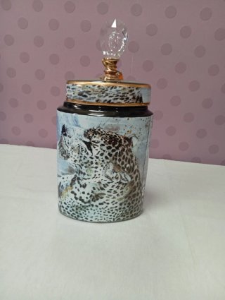 Jarrón Cerámica y Cristal Leopardo