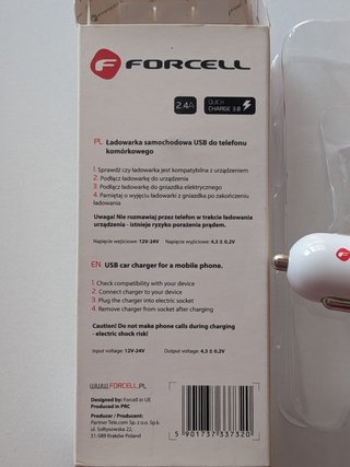 Cargador Coche Forcell USB 2.4A