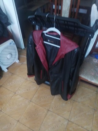 Chaquetón de Piel ALJI PIEL Talla 52 Rojo/Negro