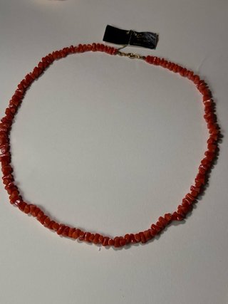 Collar Coral Rojo Chip Antiguo Vintage