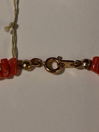 Collar Coral Rojo Chip Antiguo Vintage
