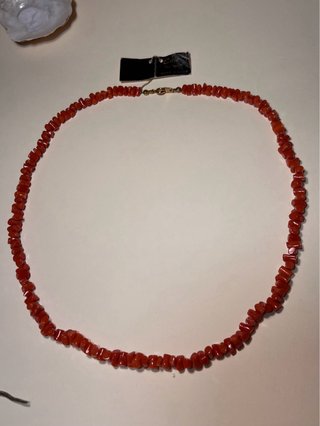 Collar Coral Rojo Chip Antiguo Vintage