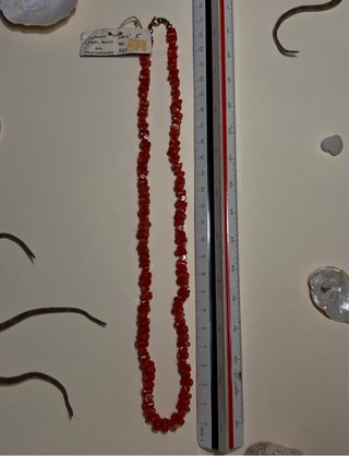 Collar Coral Rojo Chip Antiguo Vintage