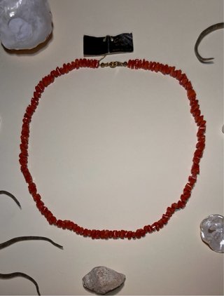 Collar Coral Rojo Chip Antiguo Vintage