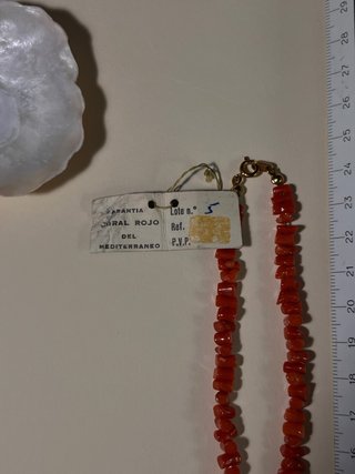 Collar Coral Rojo Chip Antiguo Vintage