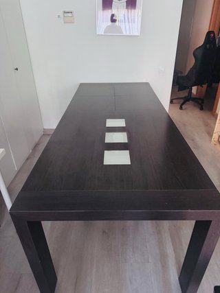 Mesa comedor extensible negra y blanca