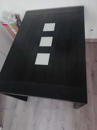 Mesa comedor extensible negra y blanca