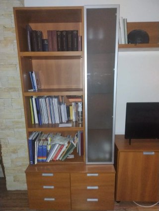 Mueble de salón modular madera y cristal