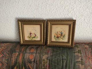 4 Cuadros Vintage Niños Dorados