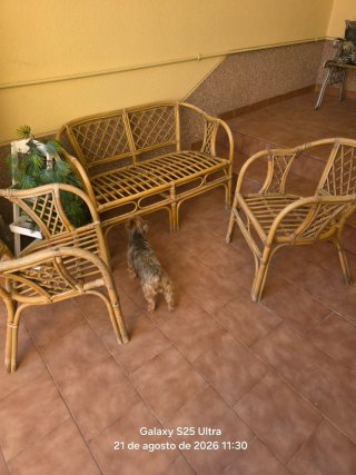 Conjunto de mimbre 2 sillones y sofá