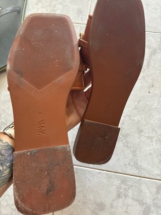 Sandalias Zara Cadena Dorada Talla 39