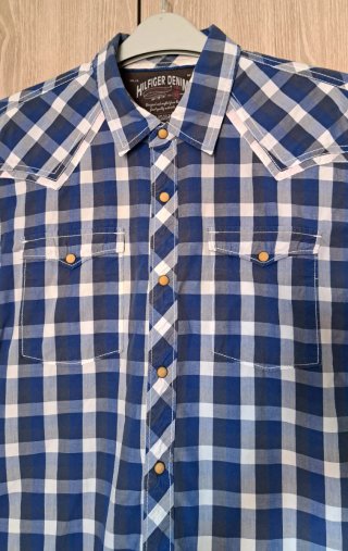 Camisa Hilfiger Denim Cuadros Azul/Blanco Talla M