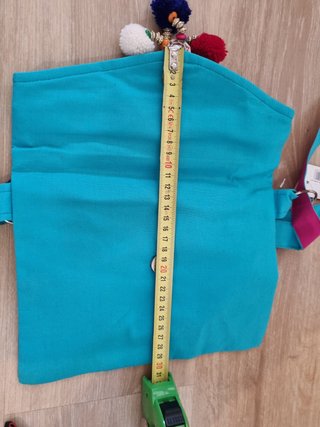 Bolso azul turquesa tela bordado tipo Boho