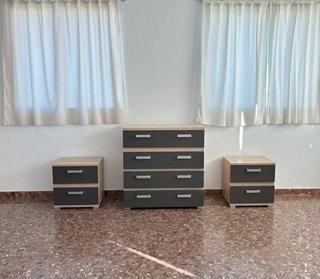 Conjunto dormitorio 2 mesitas y cómoda + Envio