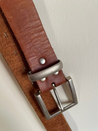 Cinturón Vintage Cuero Marrón Hebilla Metálica