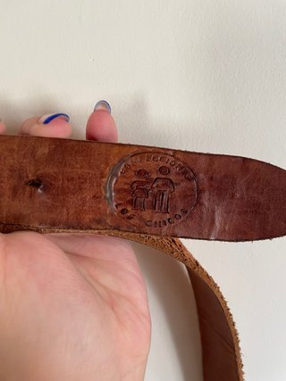 Cinturón Vintage Cuero Marrón Hebilla Metálica