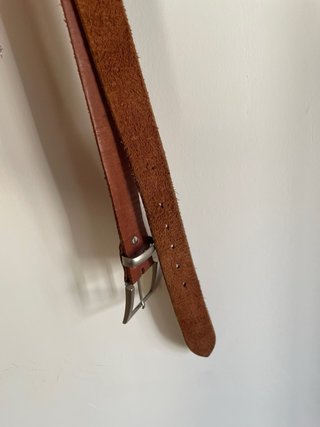 Cinturón Vintage Cuero Marrón Hebilla Metálica