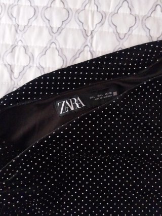 Vestido ZARA Negro con Lunares Plateados,asimétric