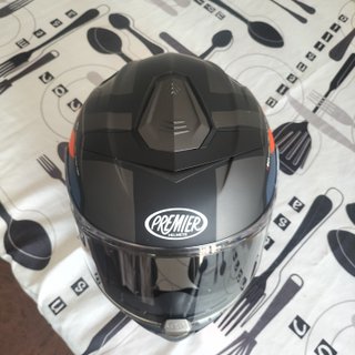 Casco Moto Premier Dévil Fz Azul Naranja talla S